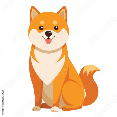 A dignified proud shiba inu dog, sitting tall and alert, exuding confidence and elegance, isolated on a white background.