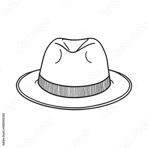 Fedora Hat line art elegant style classic fashion design