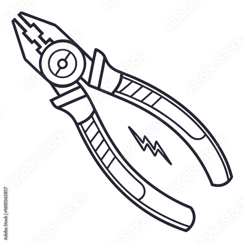 Pliers tool with electrical bolt symbol vector