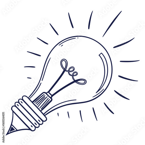 Light bulb pencil with radiating lines idea innovation