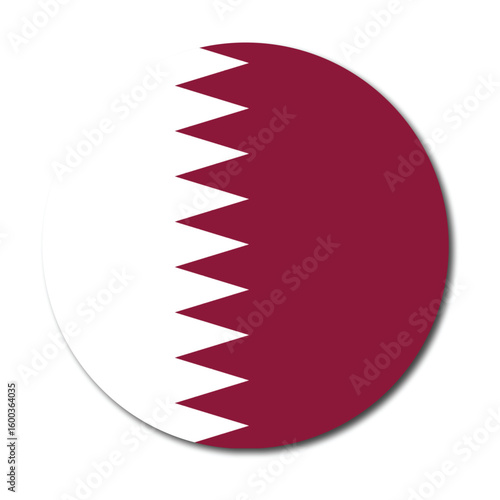 Qatar Flag Circle Icon, National Emblem Vector, Patriotic Symbol Design