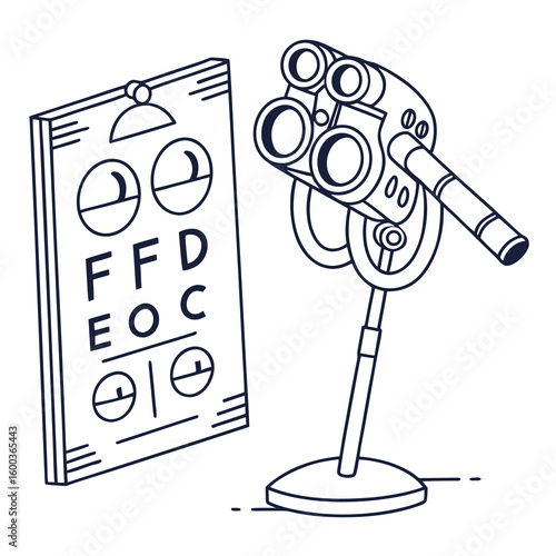 Ophthalmology eye chart and phoropter eye test chart