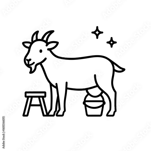 Goat Milking Illustration Symbolizing Farm Life and Dairy Production