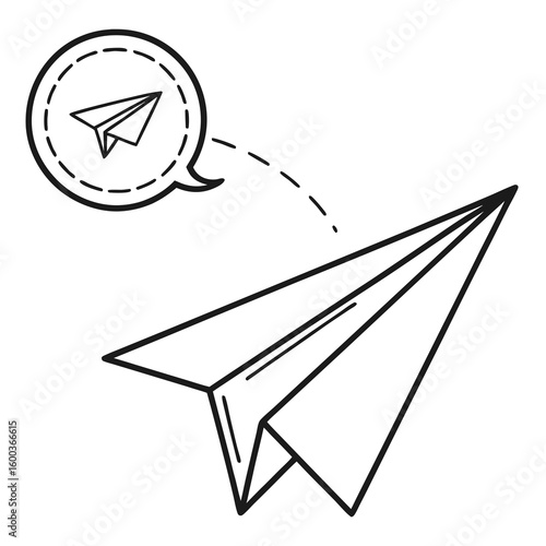 Paper airplane sending message communication symbol