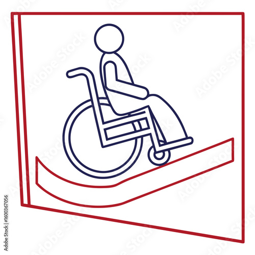Person in wheelchair on ramp accessibility symbol disabled