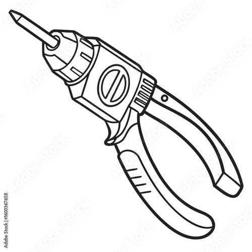 Pliers tool with screwdriver bit electrical wire stripper