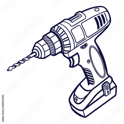 Power drill with drill bit power tool construction