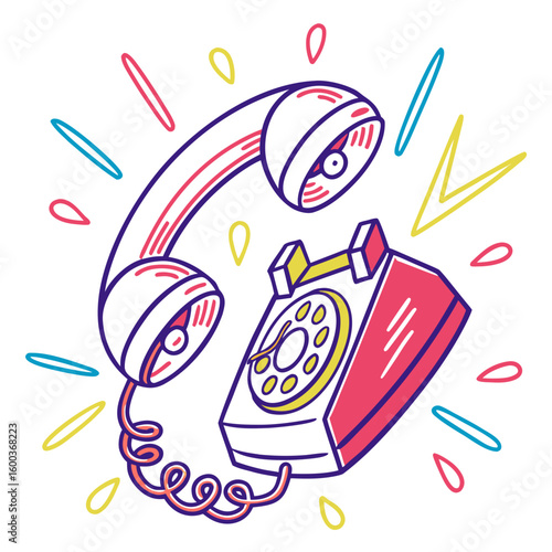 Retro phone with vibrant energy rotary dial handset