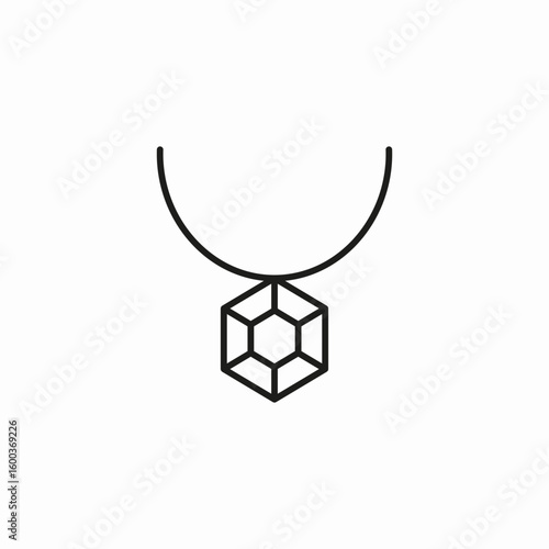 hexagon pendant necklace icon sign vector