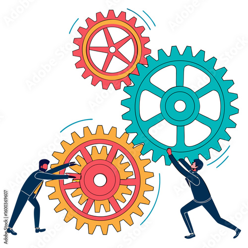Teamwork collaboration mechanical gears cogs