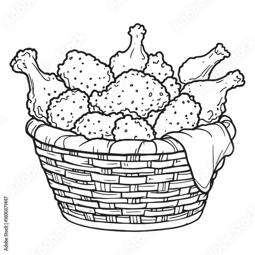 Fried chicken cler vision line art tasty juicy bites