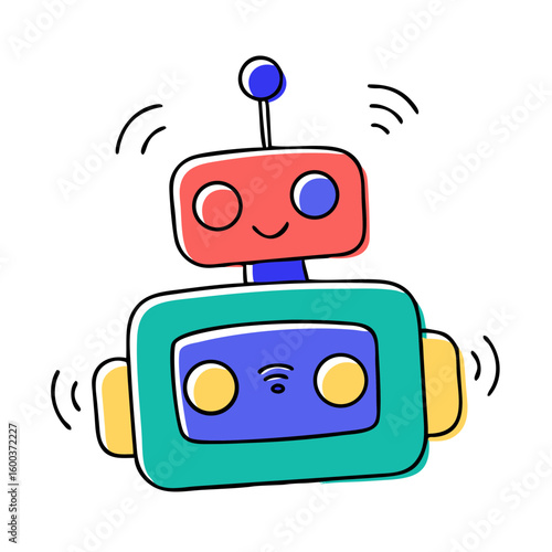 toy robot with antenna and blinking eyes isolated .svg