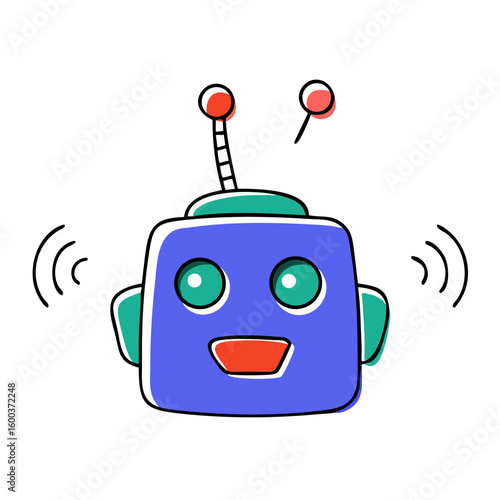 toy robot with antenna and blinking eyes isolated  