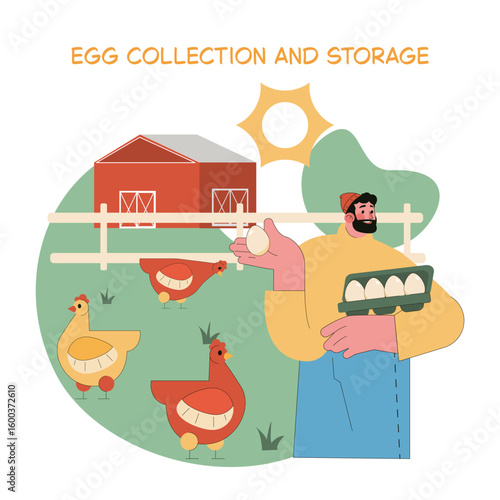 Egg Farm. Flat Vector Illustration