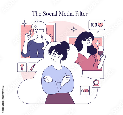 Beauty Psychology. Flat Vector Illustration