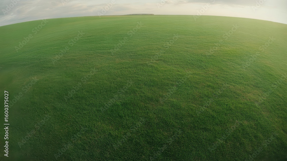 Obraz premium Lush green rolling hilltop with soft sky above isolated on white background