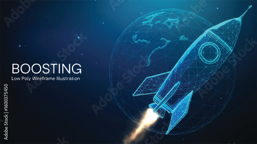 Innovation Ascent: A dynamic illustration portrays a rocket's ascent against a global backdrop, symbolizing advancement and progress in the modern era.