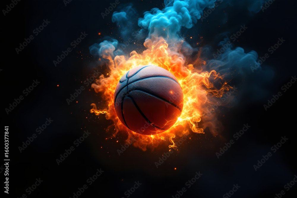 Obraz premium Fiery Basketball Hot Shot Sport Power Energetic Motion Concept