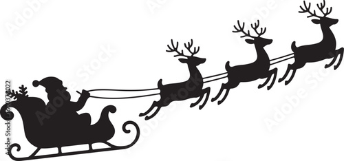 Santa Claus Sleigh Silhouette Illustration

