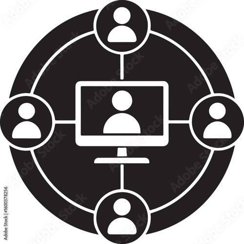 Connected people group video conference communication online meeting connection