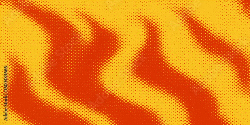 Abstract fire flames vector art with a halftone circle pattern and vibrant orange and yellow tones