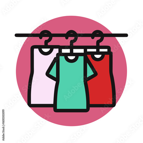 llustration of a store with three connected shopping baskets below, concept image
