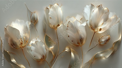 Ornate Gold Accented White Tulips Floral Design