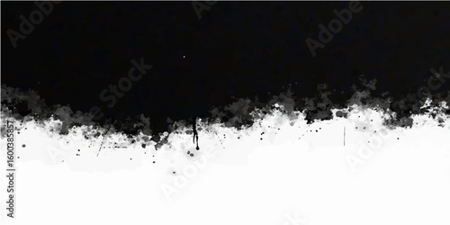 Abstract grunge black ink splatter frame design with dirty paint texture