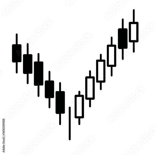 Candlestick Chart Reversal Pattern Icon - Stock Market and Trading Analysis