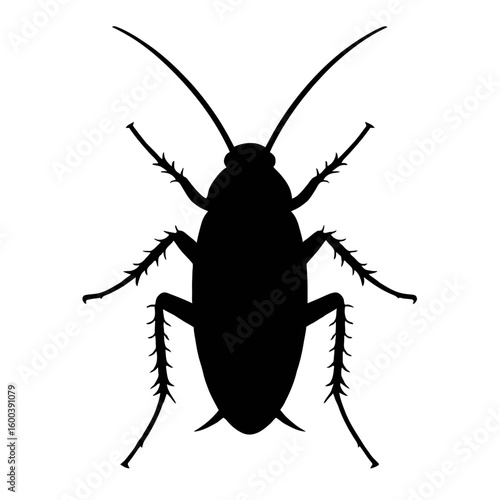 Creepy Crawly Cockroach Insect Silhouette Vector Illustration - Common Pest and Unhygienic Bug Graphic