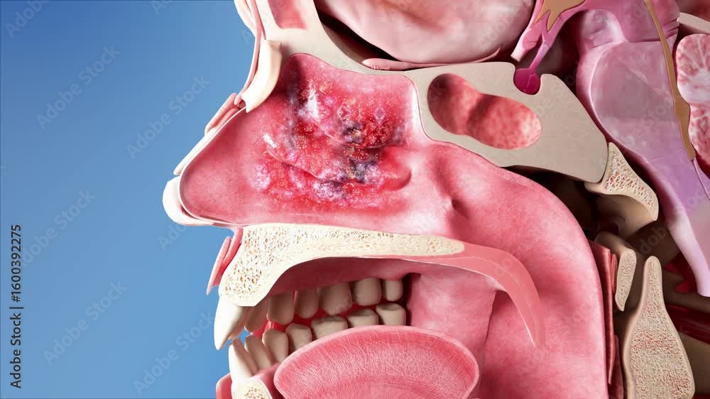 Allergic rhinitis, red and swollen nasal lesions and pus, viral ulcer ...