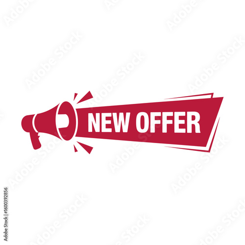 New Offer Megaphone colored Banner - Promotion and Announcement Vector.