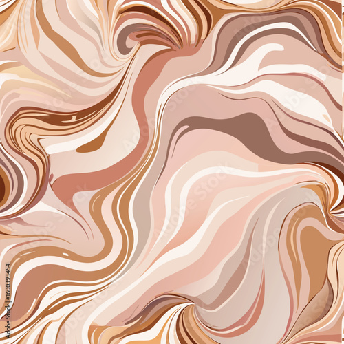 Seamless pattern of Abstract swirling pattern of earthy tones and creamy hues creating a fluid marble effect