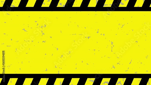 warning board construction background animation with texture effect. Yellow and black tape line stripes