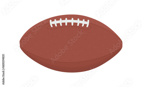 American football gridiron ball. Hand drawn oval ball in sports american football popular sport. Rugby ball in cartoon style isolated on white background. Colored flat vector illustration