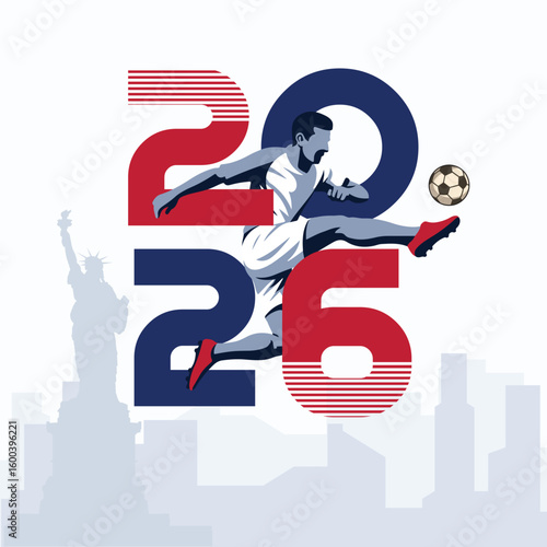 USA 2026 Soccer Championship Illustration 