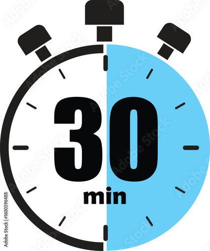 Stopwatch showing thirty minutes time interval