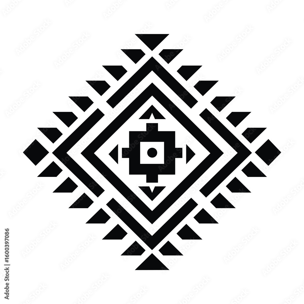 Fototapeta premium Vibrant cartoon Aztec pattern showcasing intricate geometric designs
