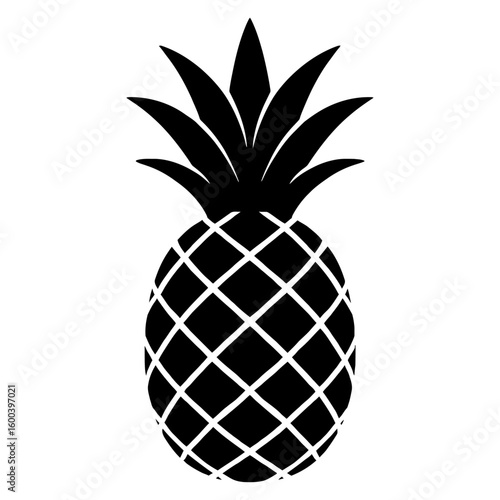 Pineapple Fruit with Texture Black Silhouette Icon - Tropical Symbol