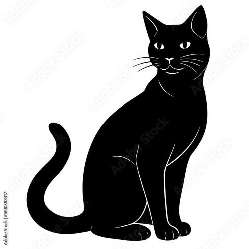 Wallpaper Mural Elegant Black Cat Sitting Upright in Silhouette Style Torontodigital.ca