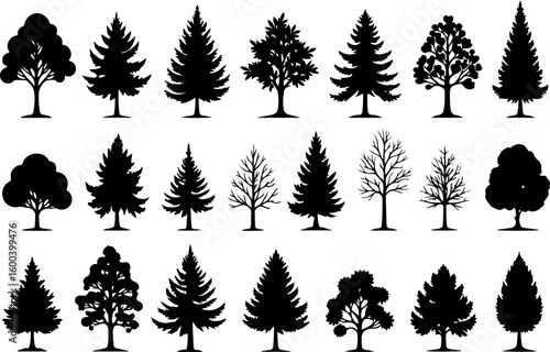 trees, nature, forest, silhouette bundle