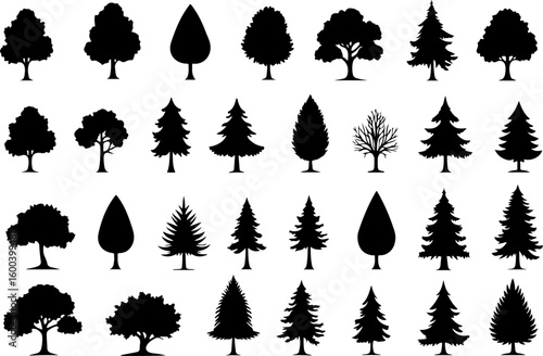 trees, nature, forest, silhouette bundle