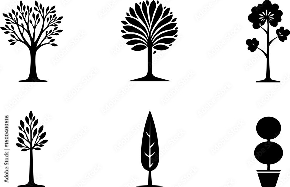 Fototapeta premium trees, nature, silhouette vector bundle