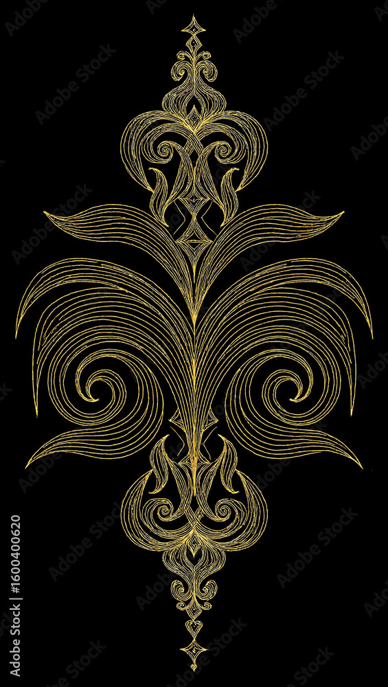 Fototapeta premium screensaver for phone Golden line art on black background, elegant and luxury style