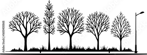trees, nature, silhouette vector bundle