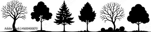 trees, nature, silhouette vector bundle