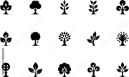 trees, nature, silhouette vector bundle