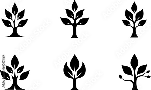 trees, nature, silhouette vector bundle