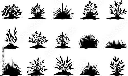 trees, nature, silhouette vector bundle