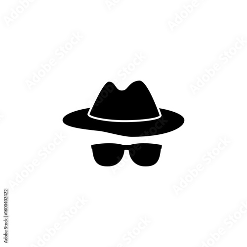 Vector icon representing incognito or private browsing mode with a hat and sunglasses